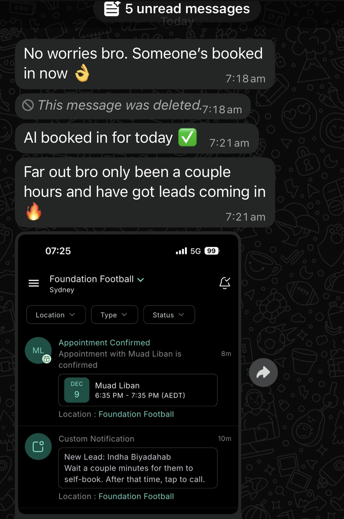 Foundation Football result screenshot