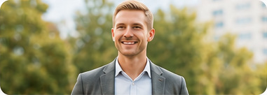 Confident blond businessman smiling outdoors