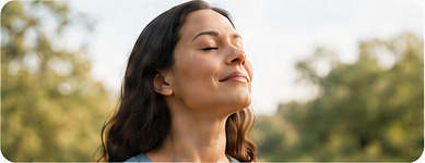 Woman relaxing peacefully outdoors