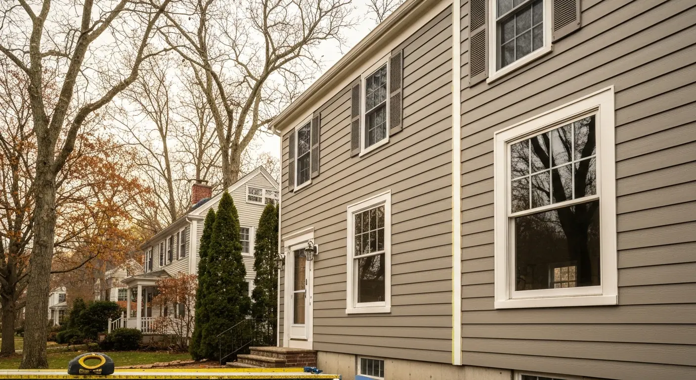 Composite siding on Avon Colonial home