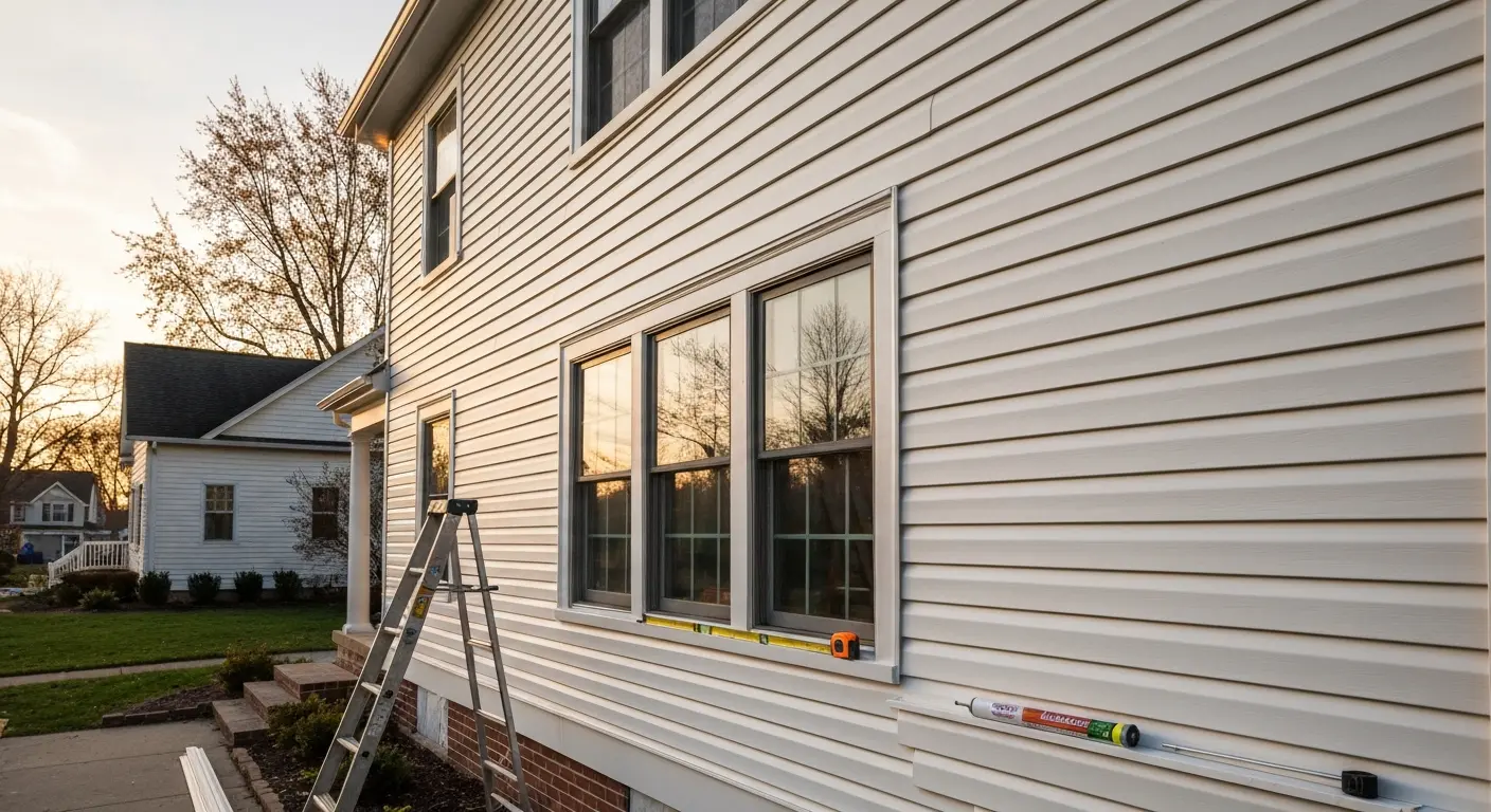 Vinyl siding installation on colonial home