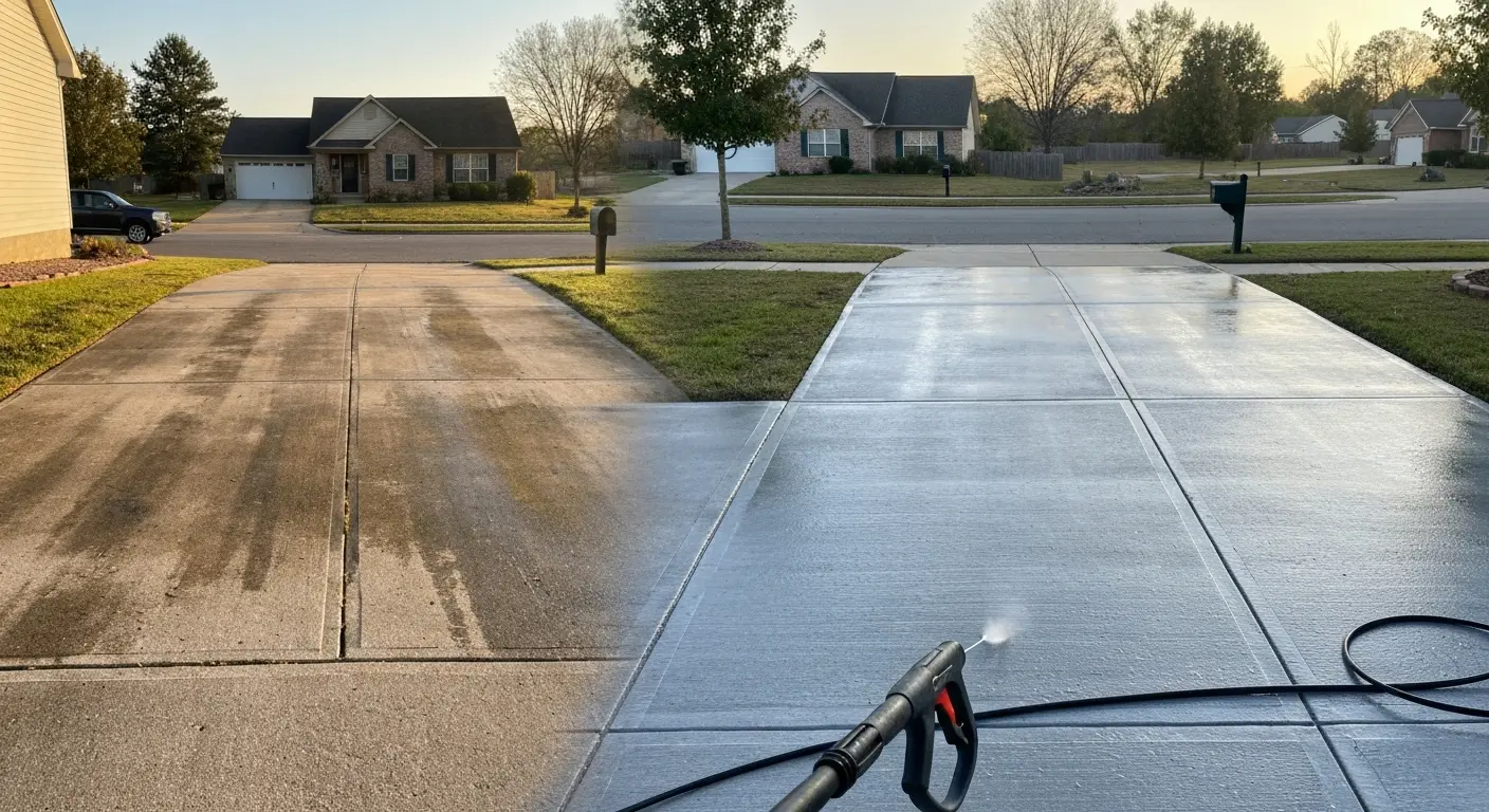 Driveway pressure washing