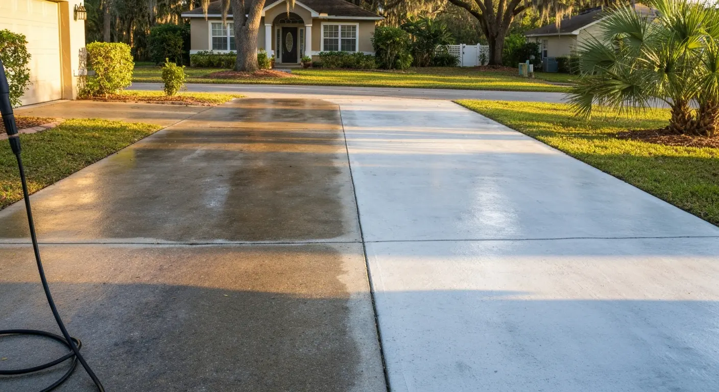 Driveway pressure washing