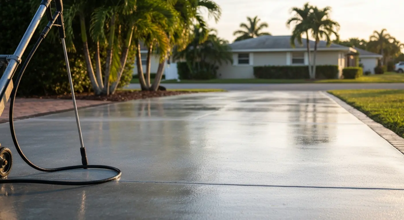 Driveway pressure washing
