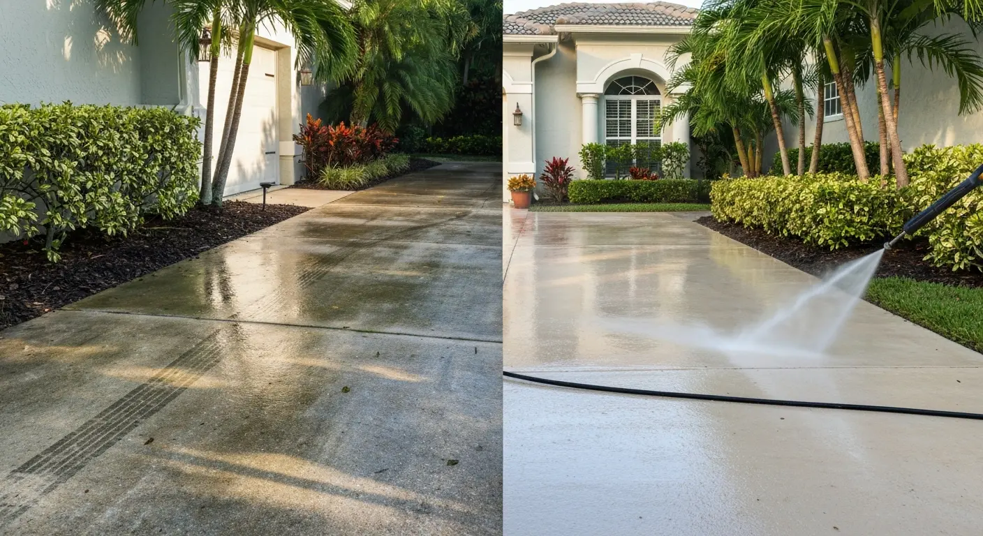 Driveway pressure washing results