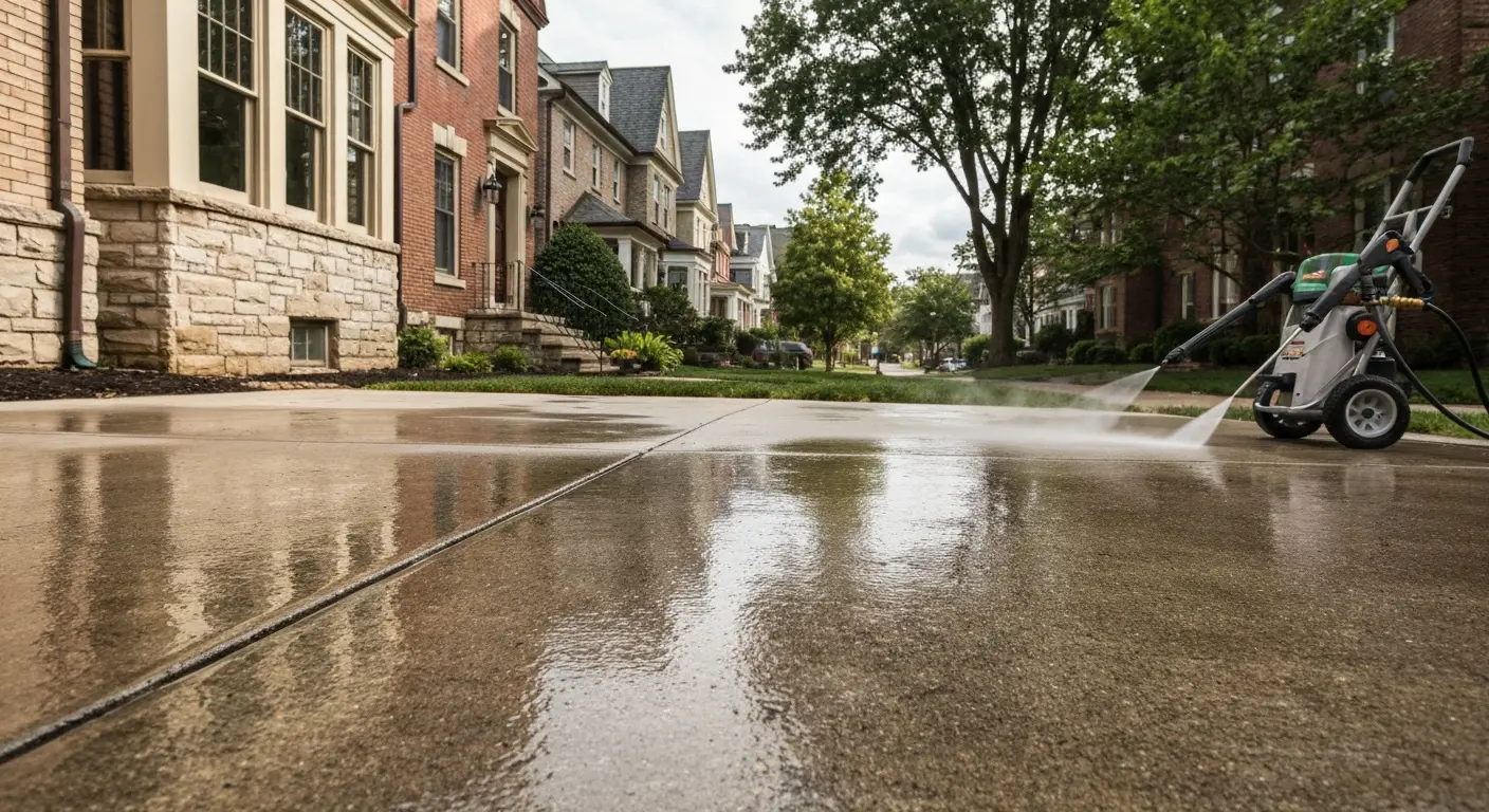 Driveway pressure washing