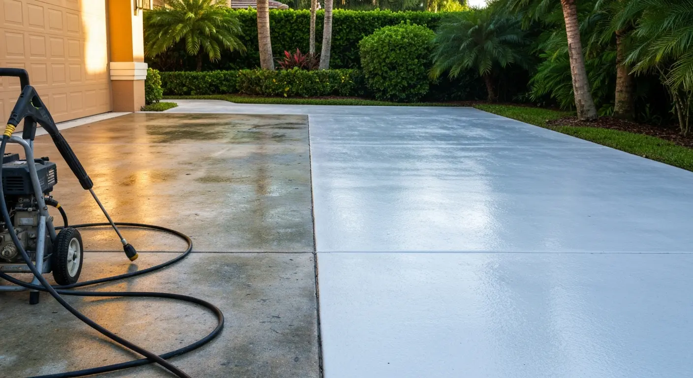 Driveway pressure washing