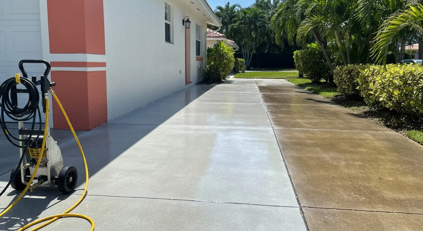 Driveway pressure washing