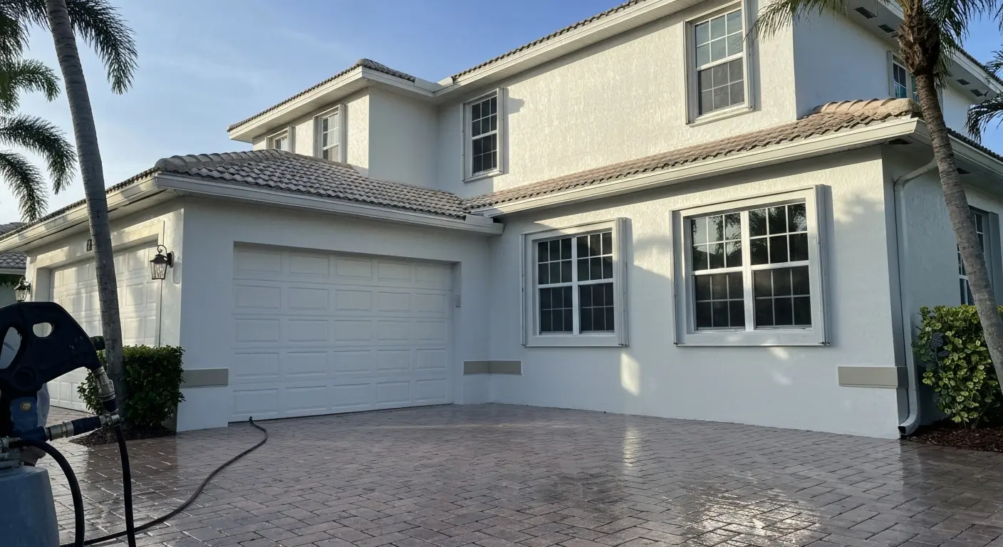 House exterior pressure washing