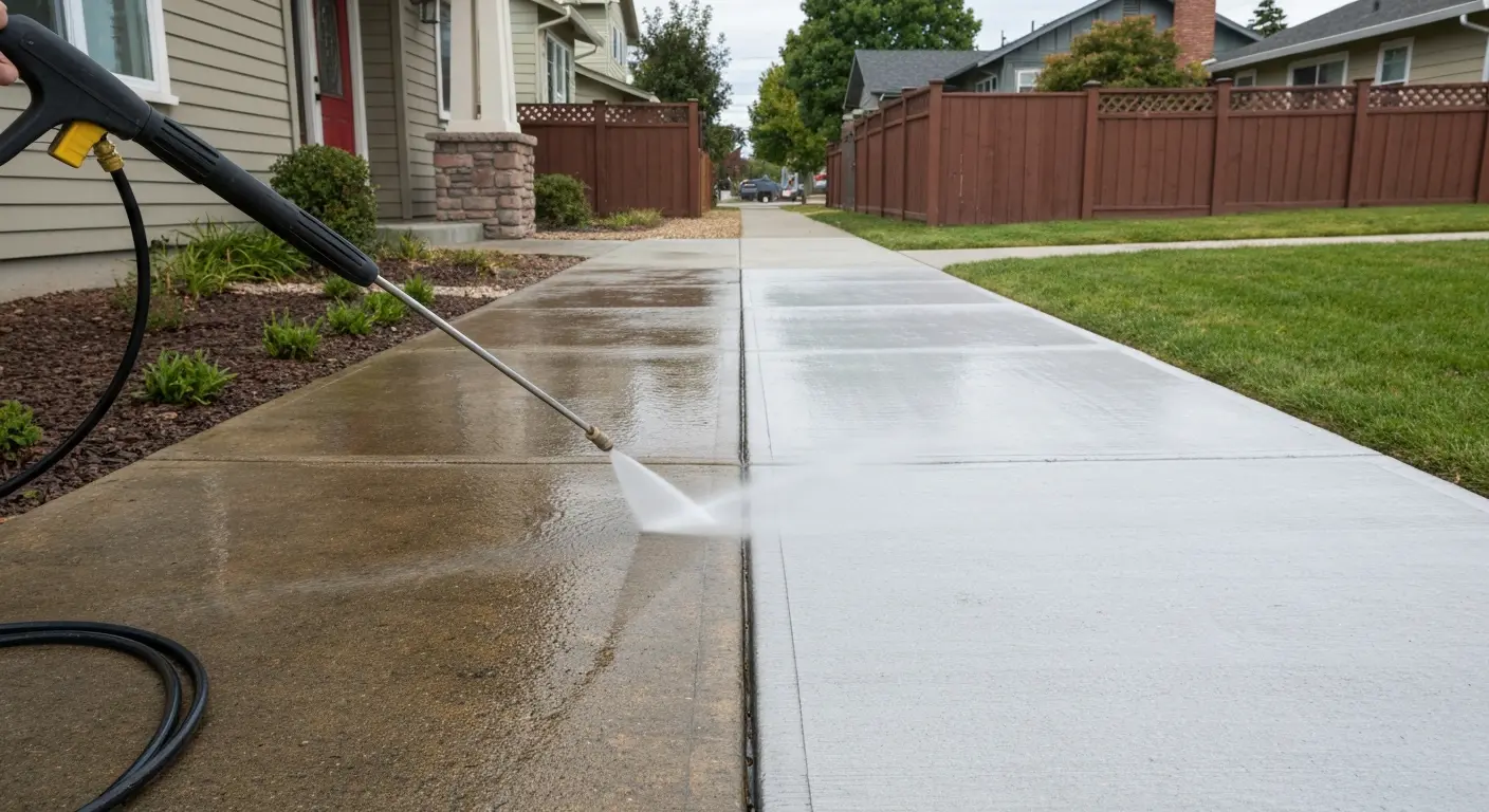 Sidewalk pressure washing