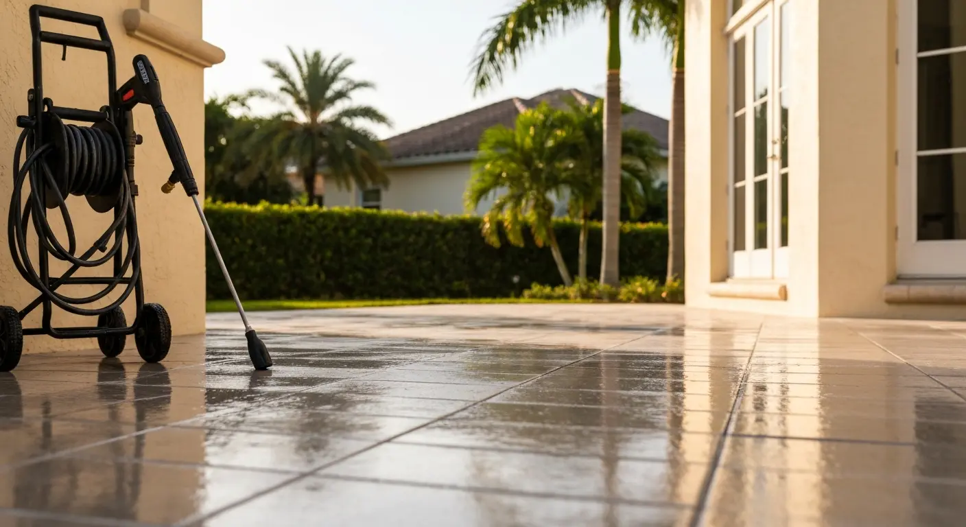 Sidewalk and patio pressure washing