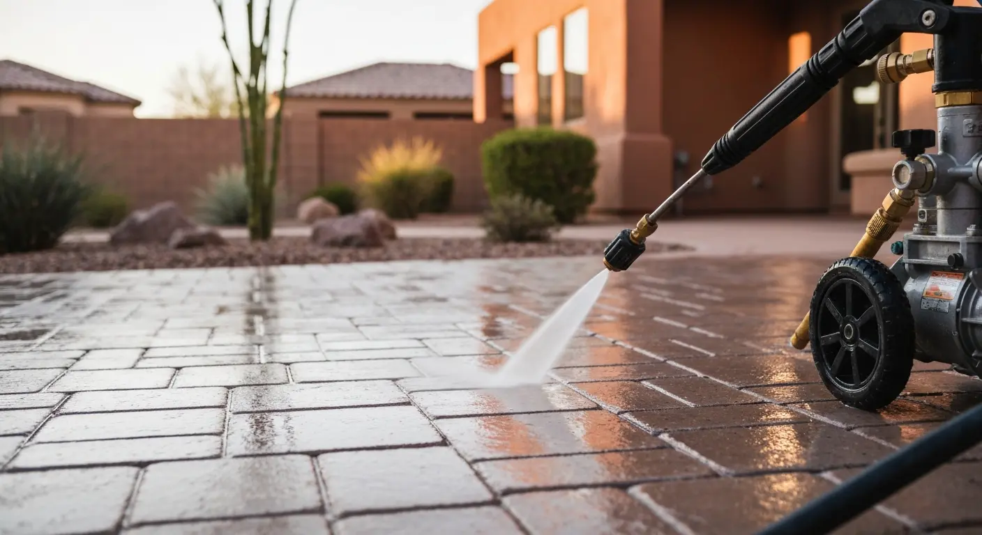 Pool deck pressure washing