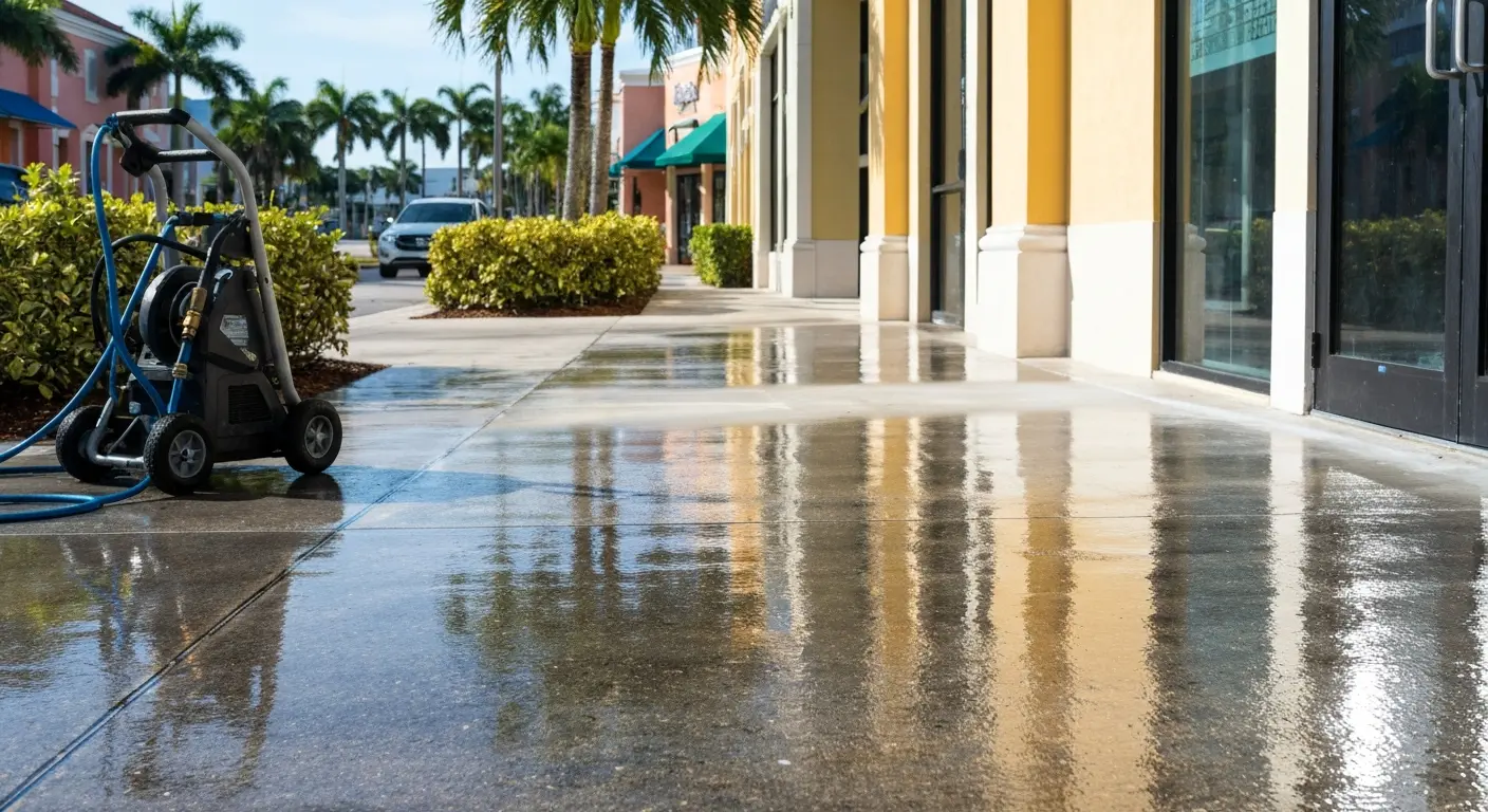Sidewalk pressure washing