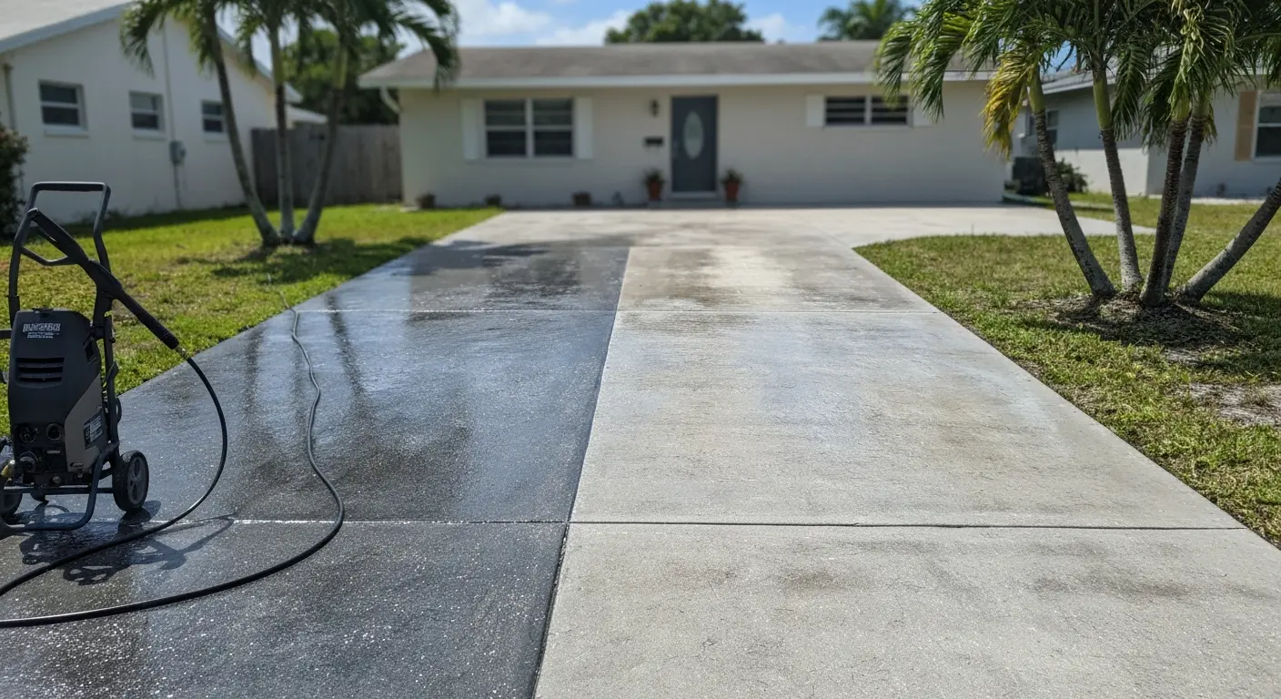 Driveway pressure washing