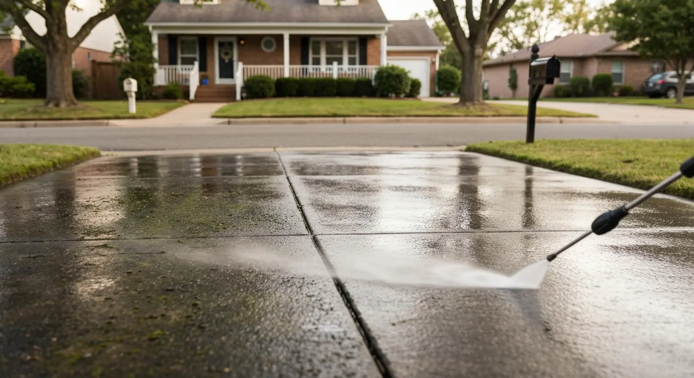 Driveway pressure washing