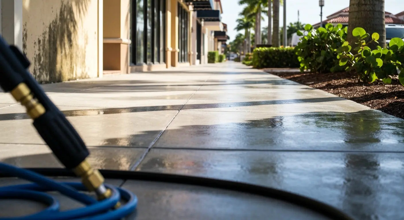 Sidewalk pressure washing