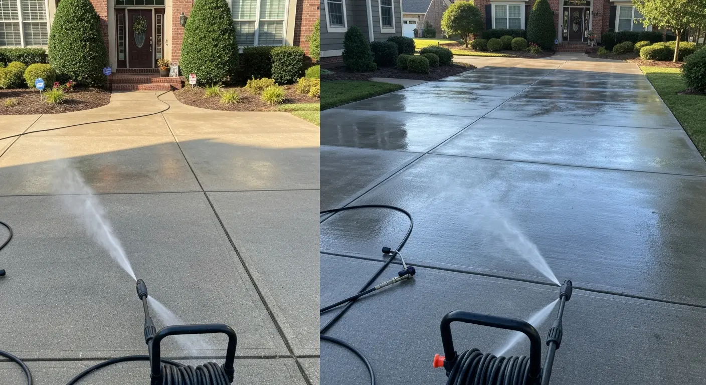 Driveway pressure washing
