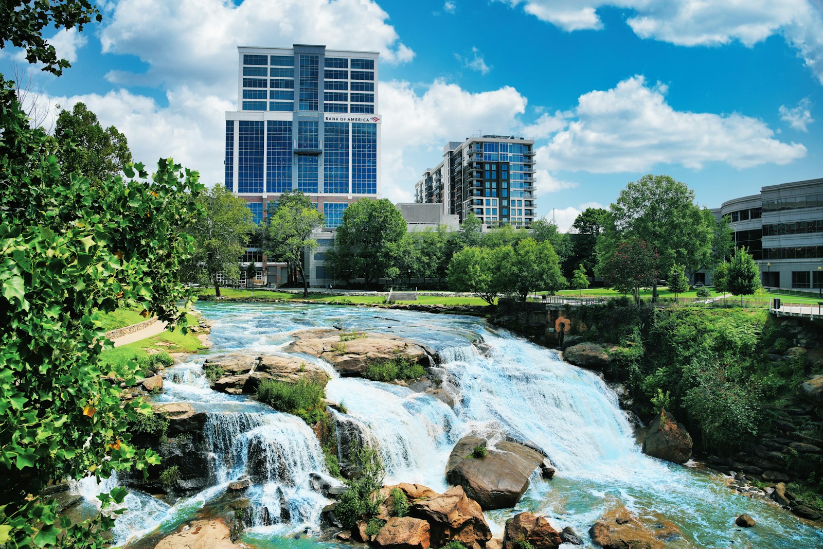 Falls Park waterfall on the Reedy River in downtown Greenville, SC