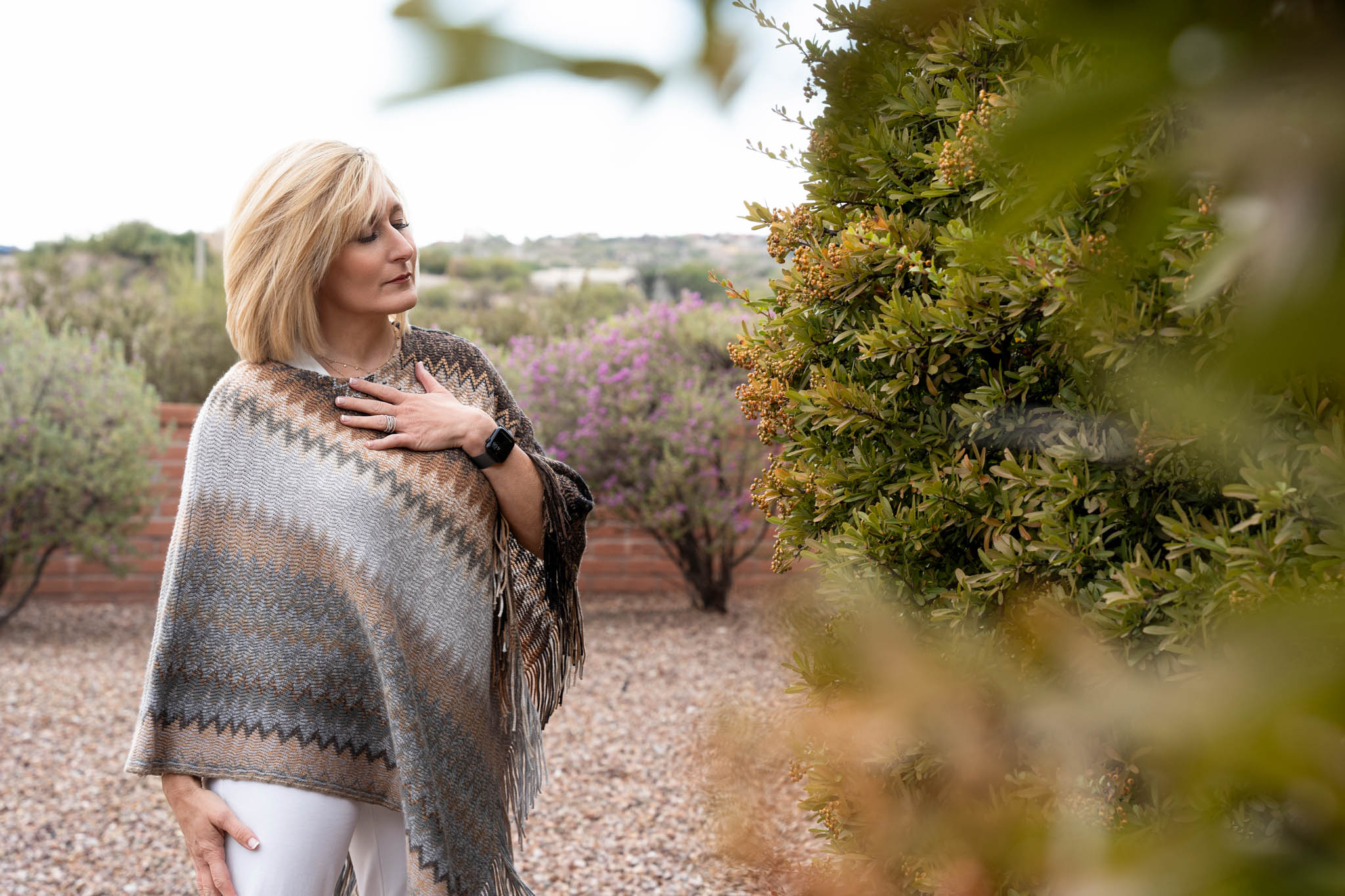 Outdoor branding portrait of woman in desert garden with natural earthy tones | Jessica Korff Studios Tucson, AZ