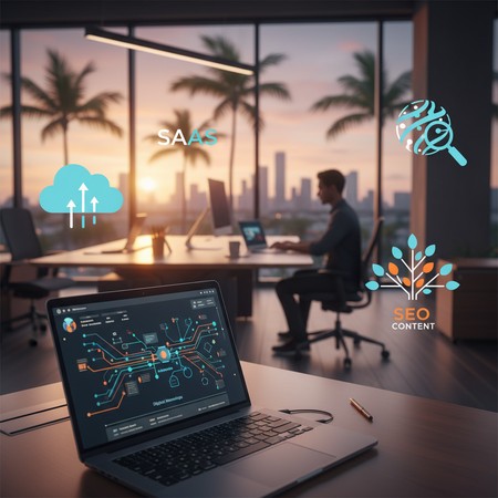 SaaS marketing software dashboard showing lead tracking analytics