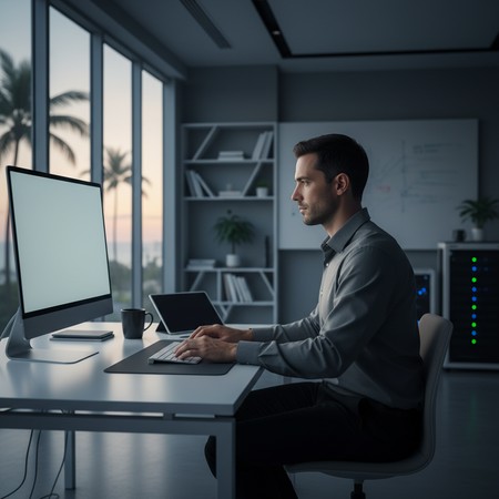 Small business owner reviewing Google Ads campaign results