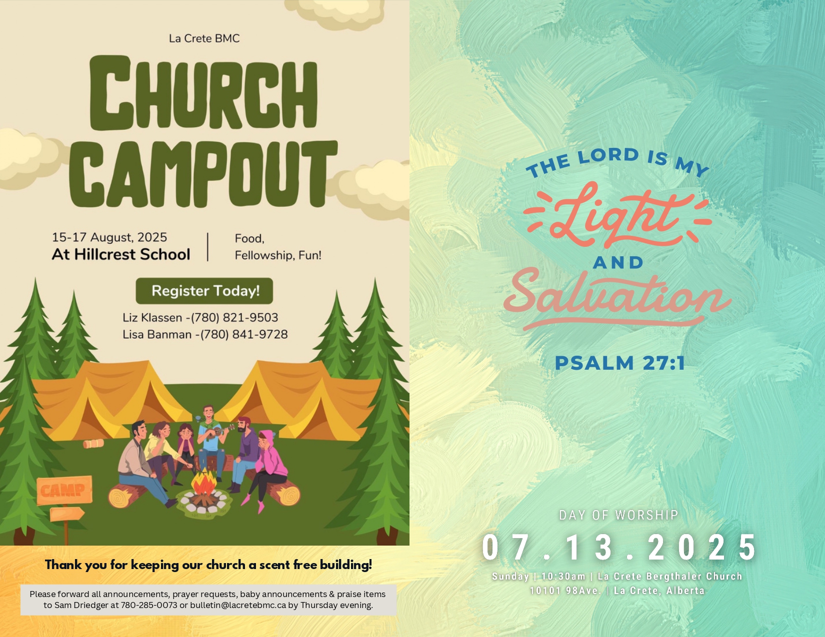 La Crete Bergthaler Mennonite Church Bulletin Page 2