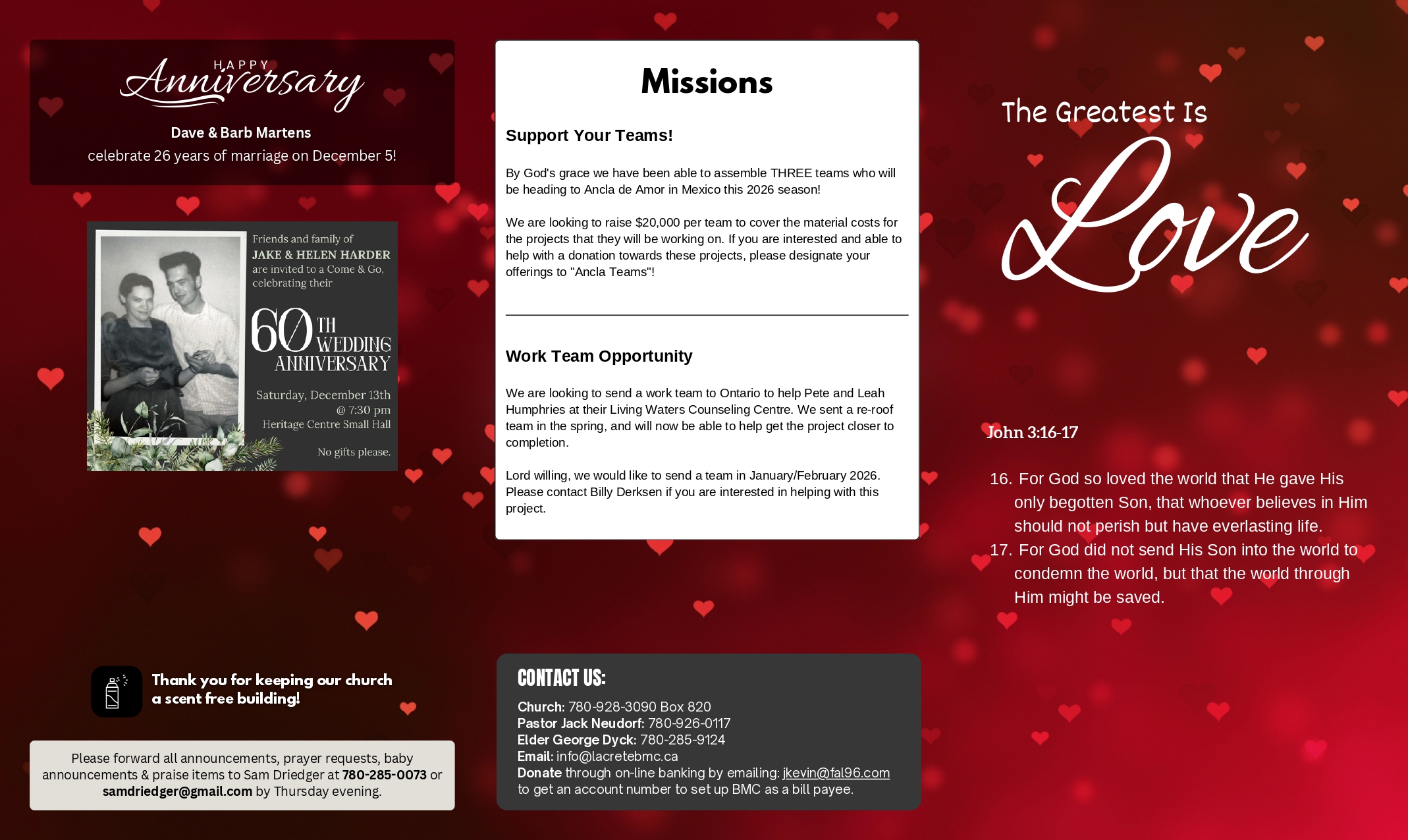 La Crete Bergthaler Mennonite Church Bulletin Page 2