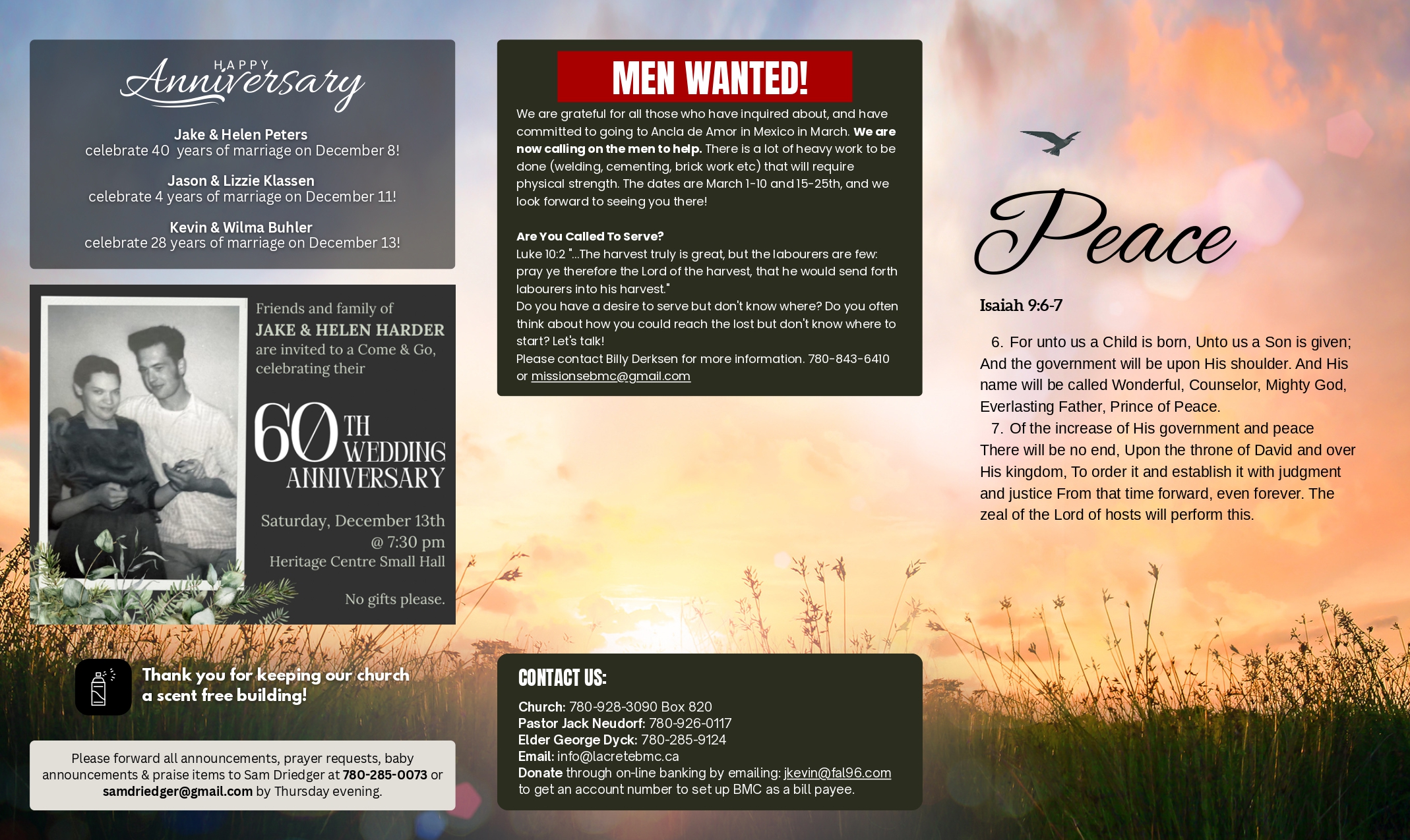 La Crete Bergthaler Mennonite Church Bulletin Page 2