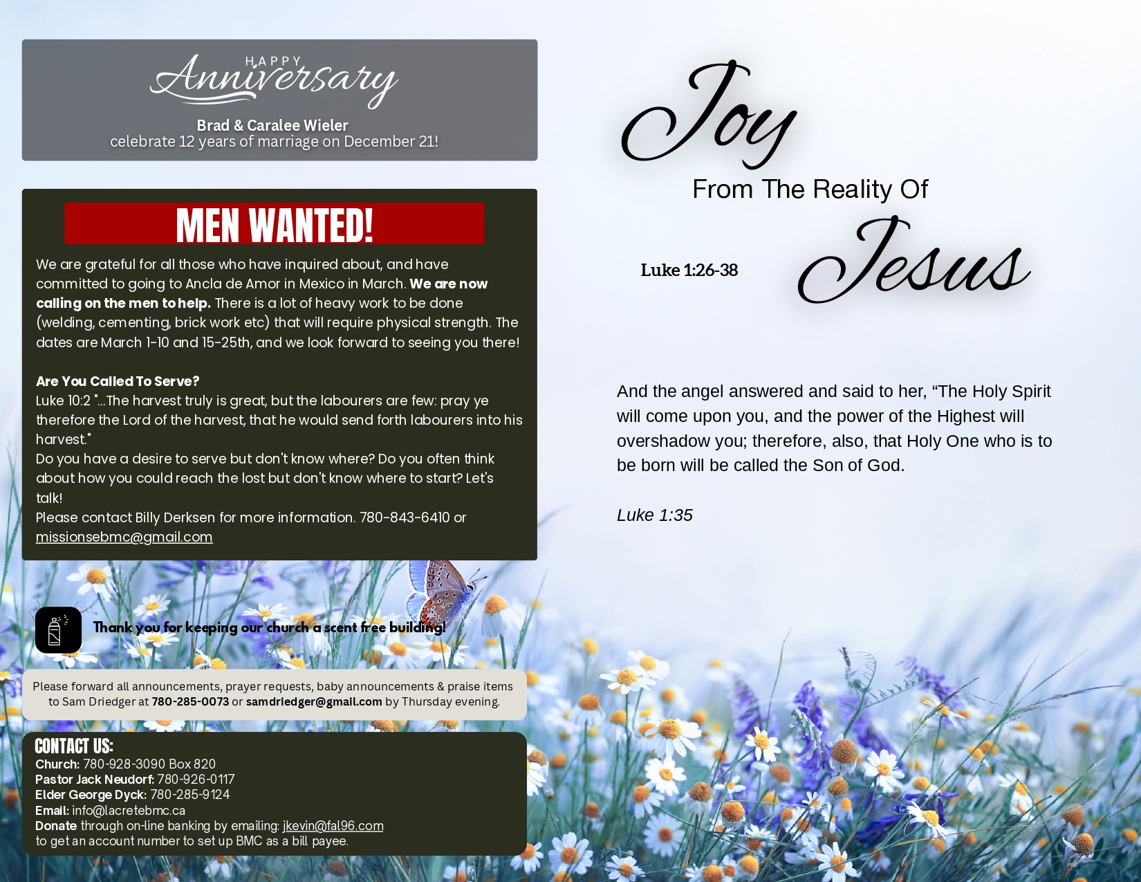 La Crete Bergthaler Mennonite Church Bulletin Page 2