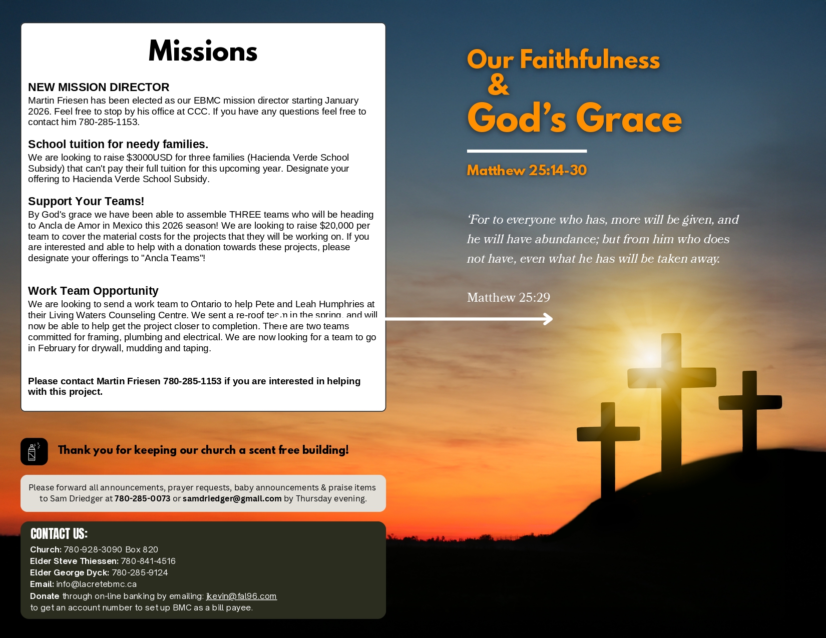 La Crete Bergthaler Mennonite Church Bulletin Page 2