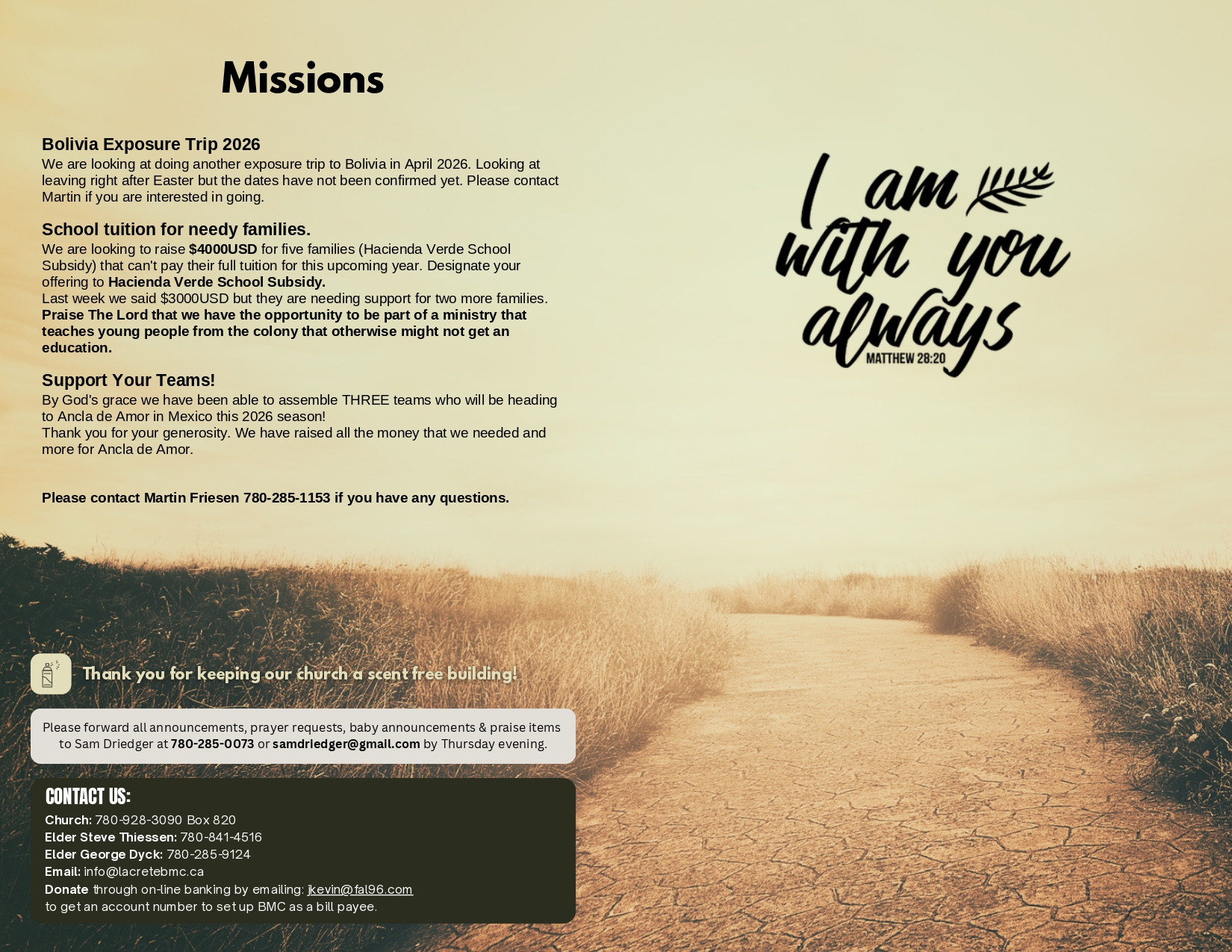 La Crete Bergthaler Mennonite Church Bulletin Page 2