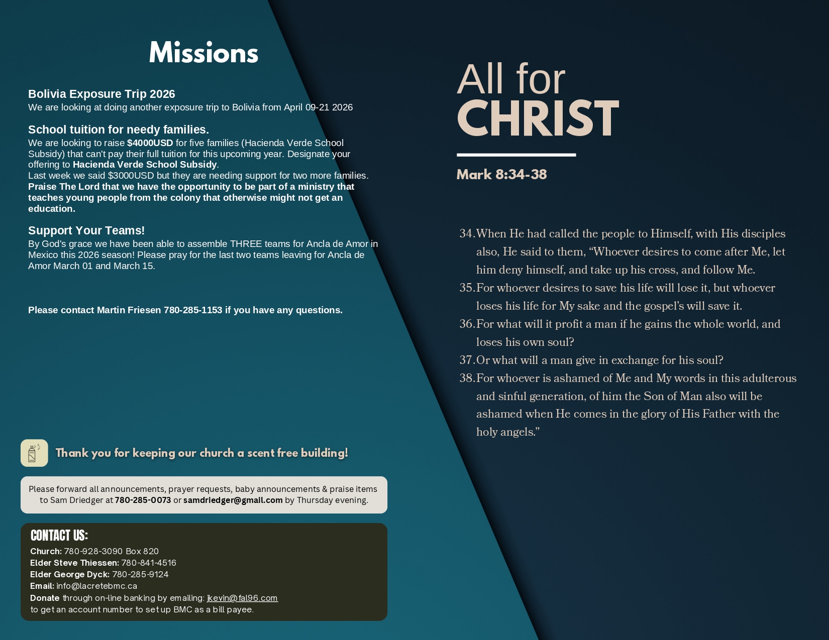 La Crete Bergthaler Mennonite Church Bulletin Page 2