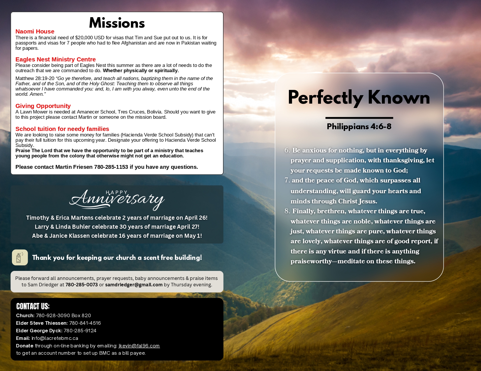 La Crete Bergthaler Mennonite Church Bulletin Page 2