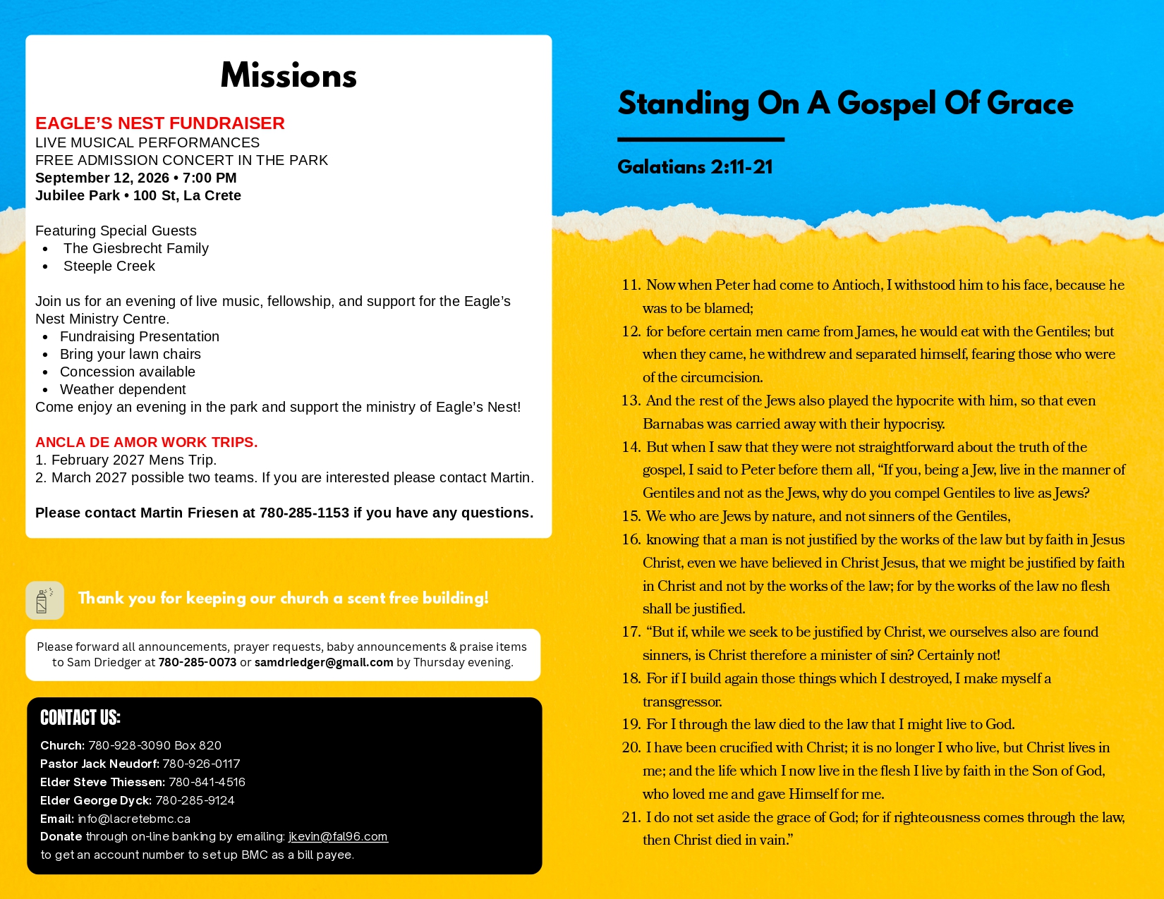 La Crete Bergthaler Mennonite Church Bulletin Page 2