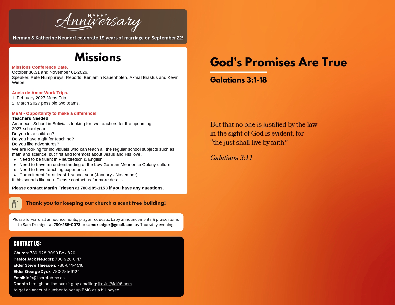La Crete Bergthaler Mennonite Church Bulletin Page 2