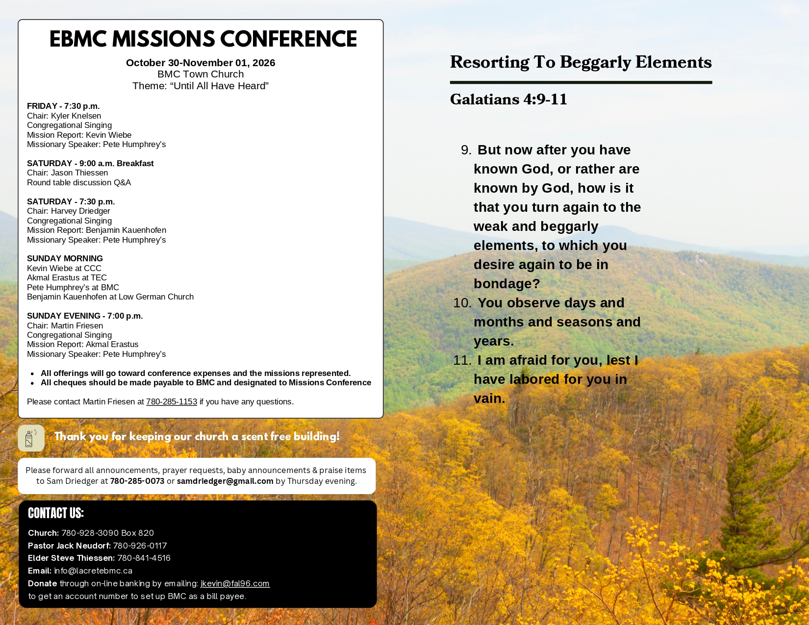 La Crete Bergthaler Mennonite Church Bulletin Page 2