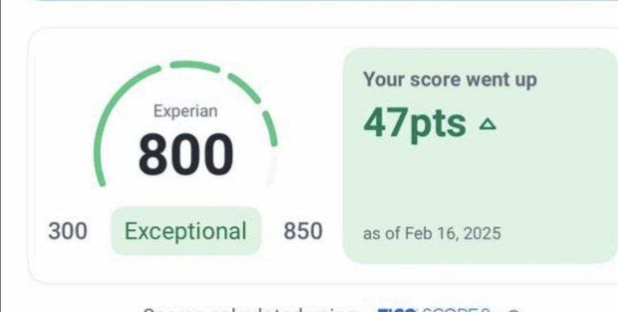 Experian score of 800