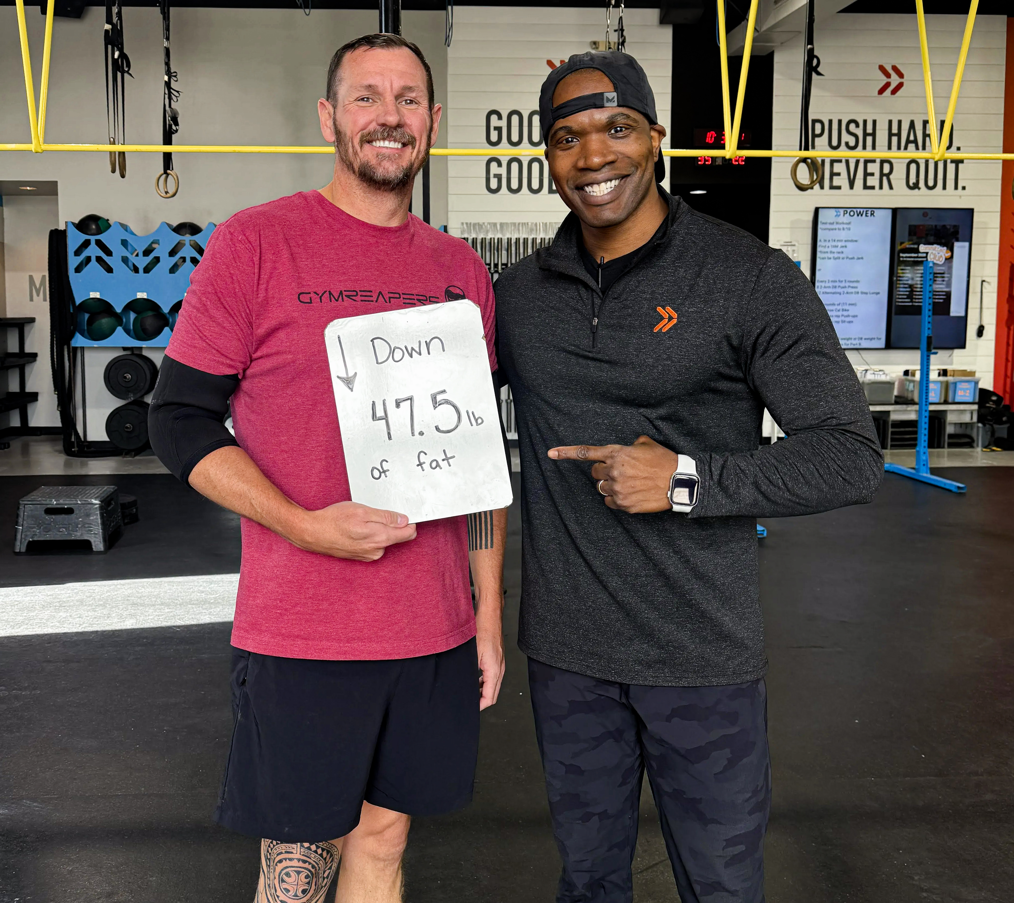 Athlete Story showing loss of 47.5 pounds since joining ITF