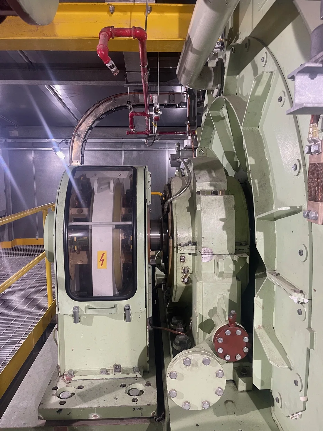 The steam turbine and generator inside the plant's power block.