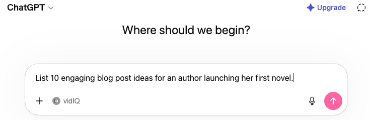chat gpt question: List 10 engaging blog post ideas for an author launching her first novel chat gpt question: List 10 engaging blog post ideas for an author launching her first novel