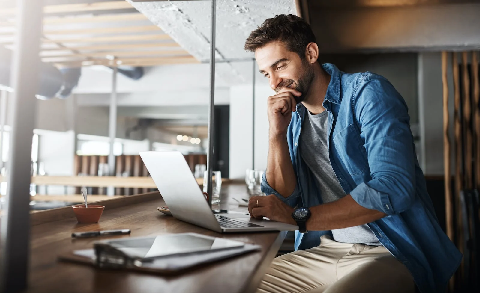 Business owner reviewing insurance options