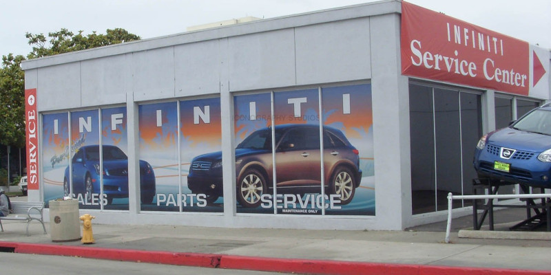 Storefront and vehicle window graphics example