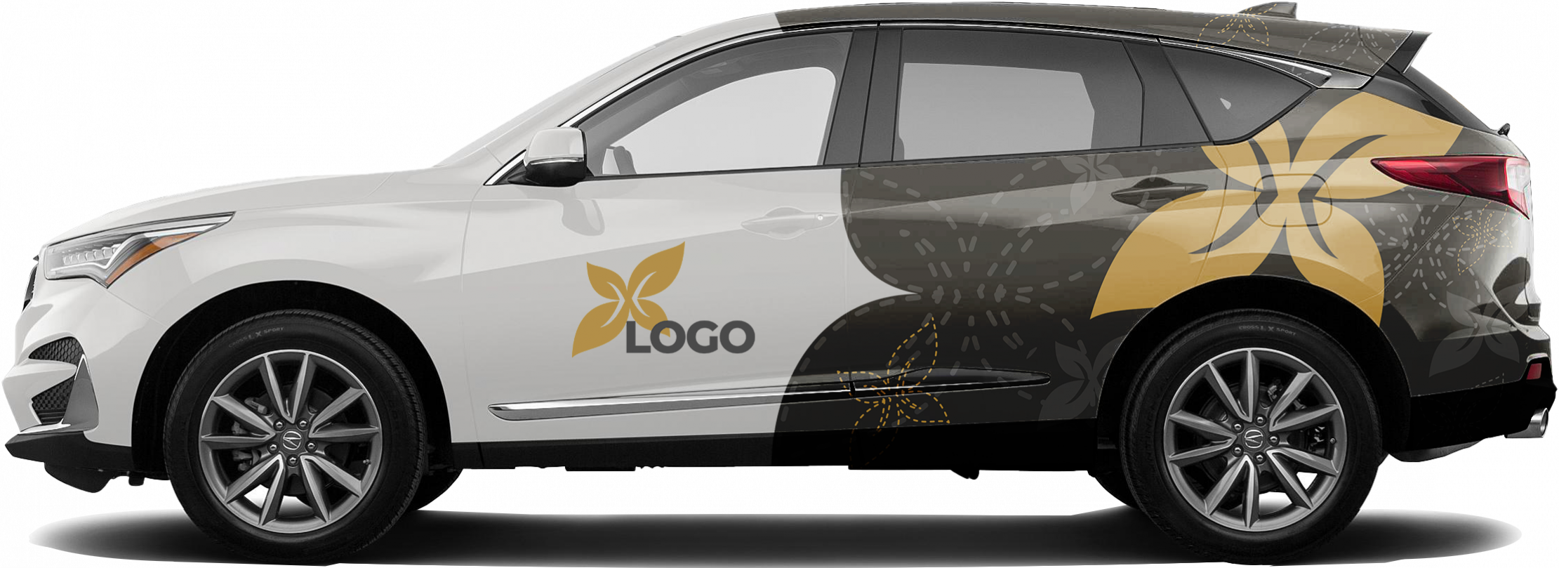 White SUV half wrap design mockup