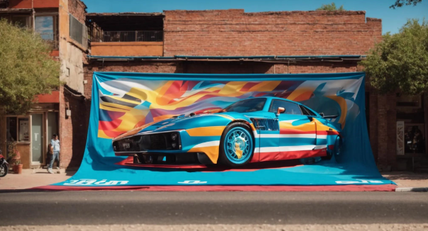 Vehicle with colorful chrome color-shift vinyl wrap
