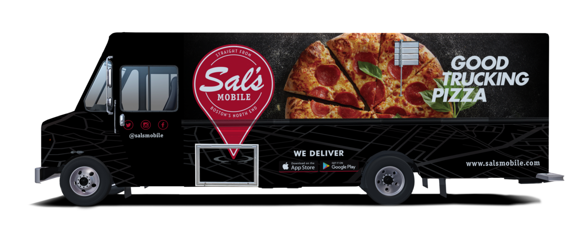 Branded food truck vehicle wrap