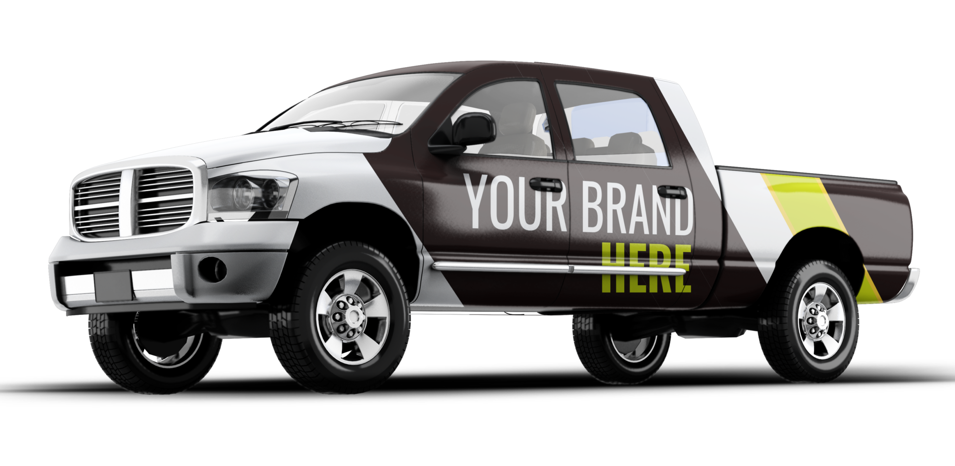 Commercial pickup truck fleet wrap mockup in Phoenix Arizona