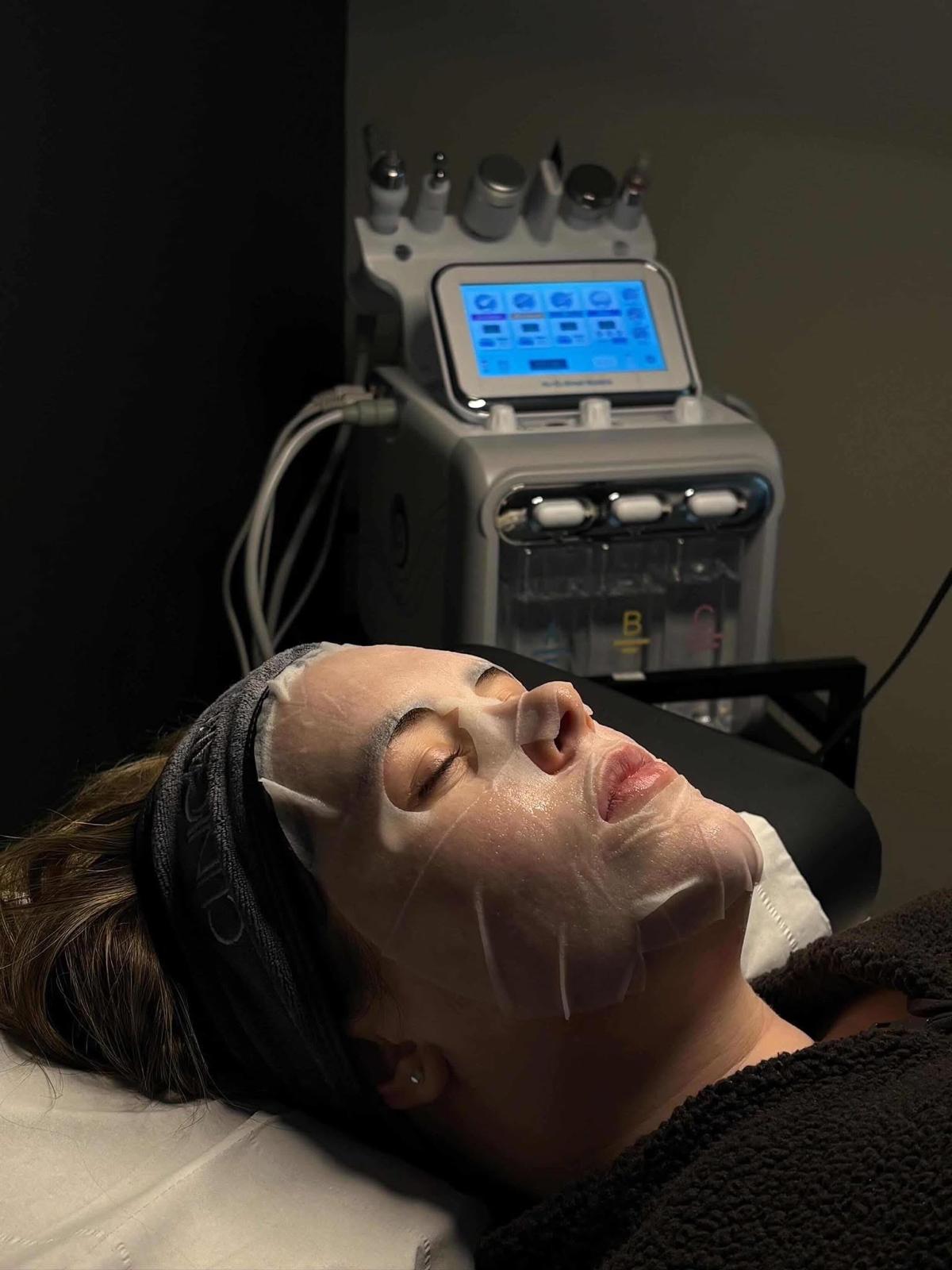 Skincare products selected for the treatment.