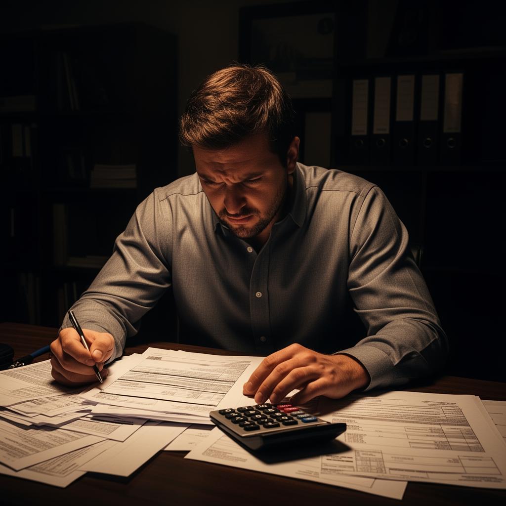 Frustrated contractor dealing with business finances