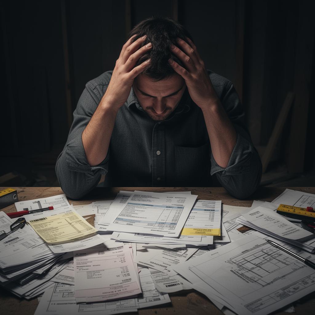 Contractor reviewing finances