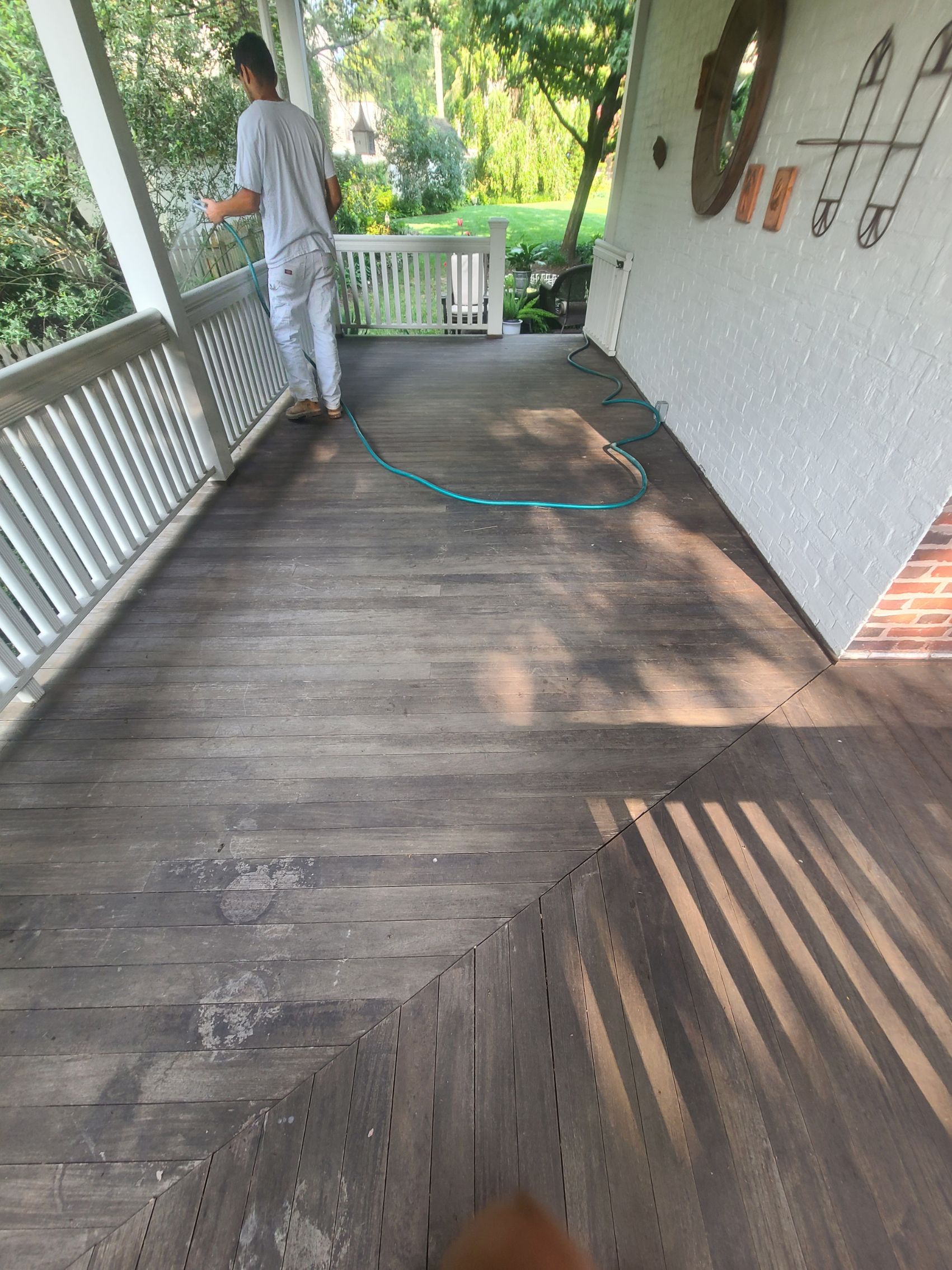 Porch refinishing project before